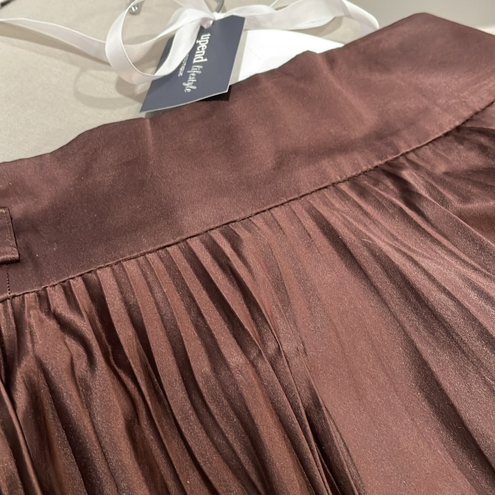 Luxe Chocolate Brown Satin Pleated skirt.